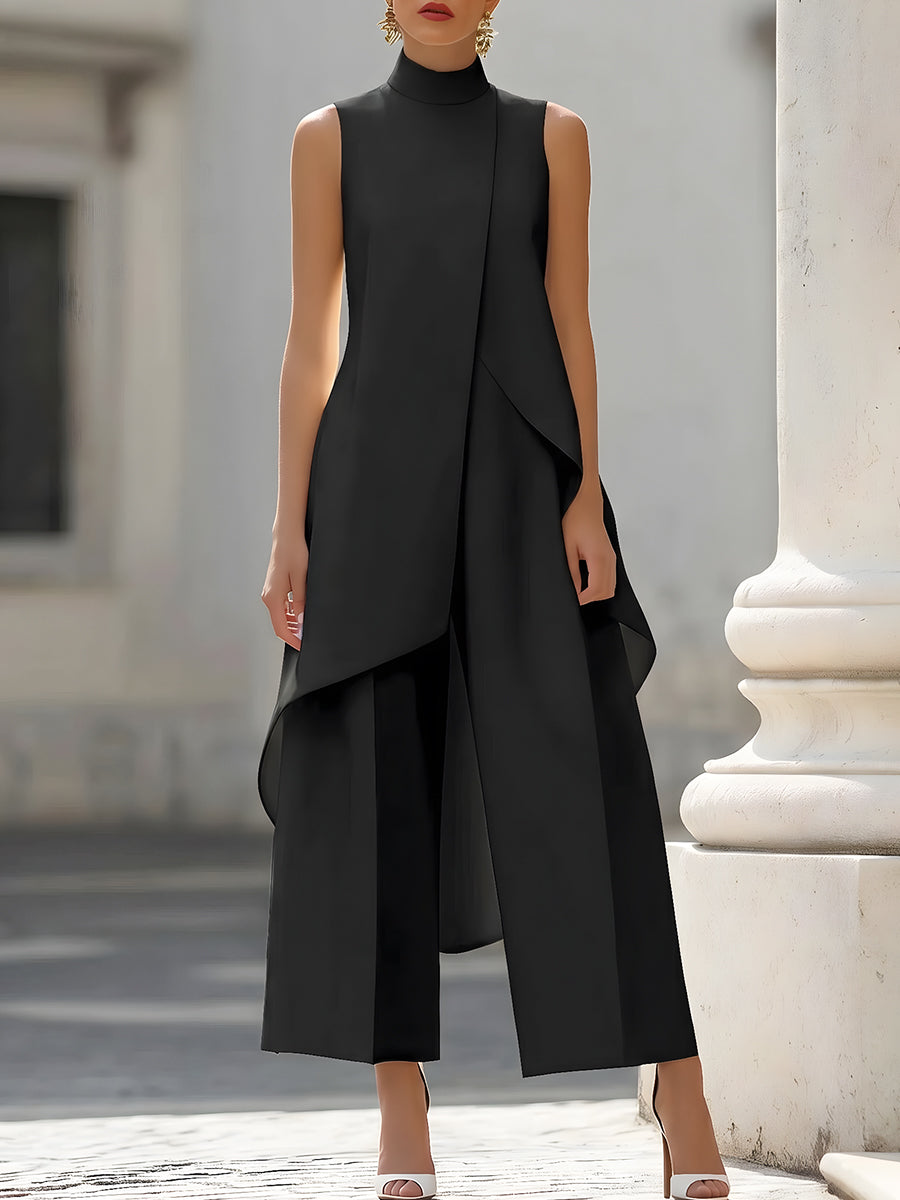 Edwina – Sleeveless High-Neck Wide-Leg Set