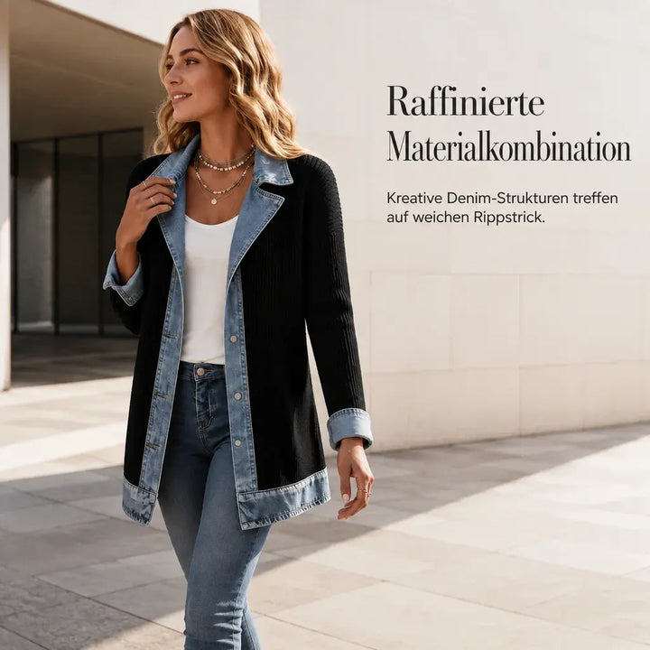 Gwyneth – Knit and Denim Patchwork Jacket