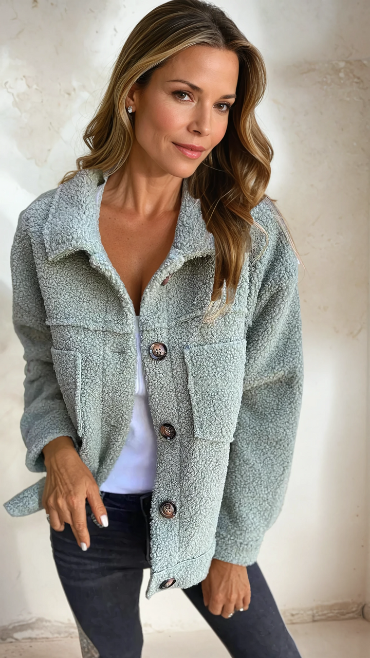 Lettie – Teddy Fleece Button-Up Jacket