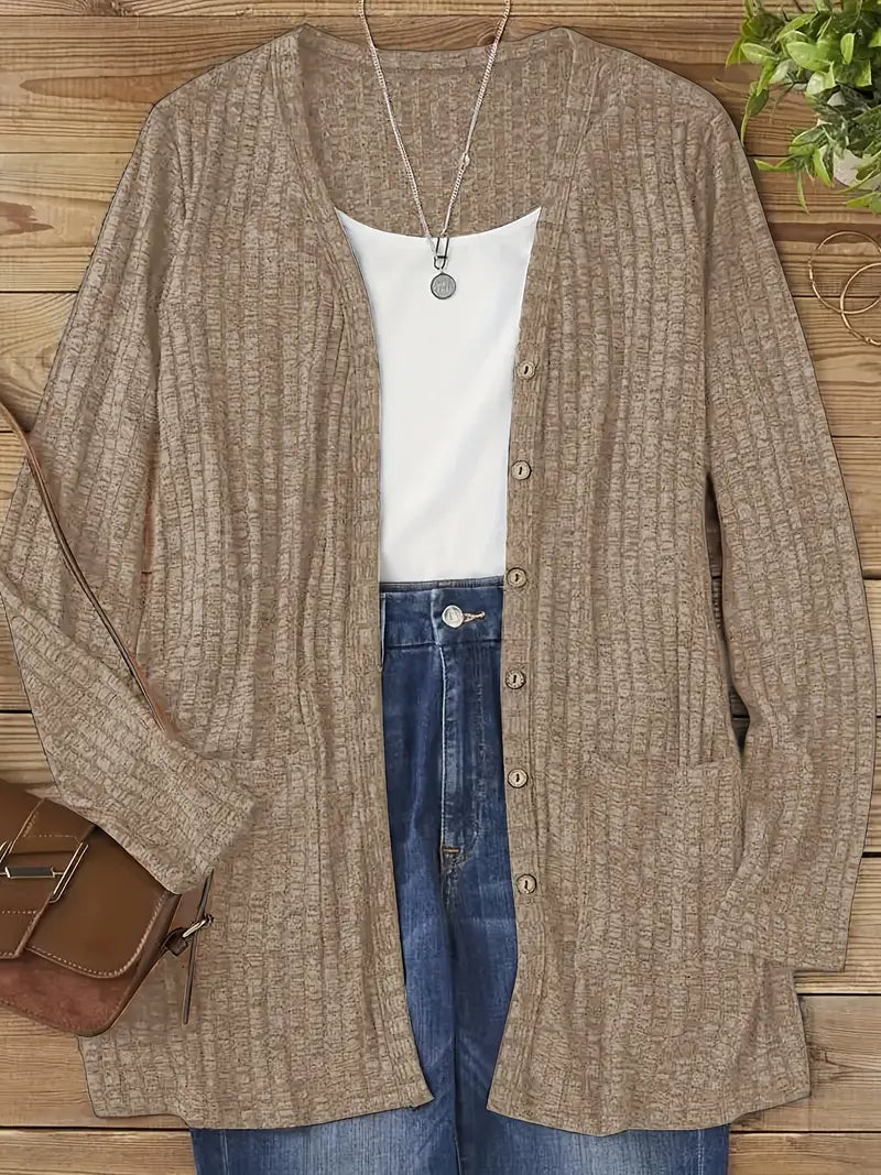 Esme – Longline Waffle-Knit Cardigan