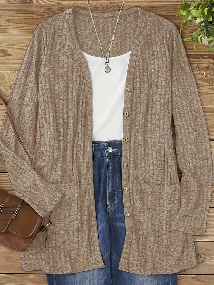 Esme – Longline Waffle-Knit Cardigan