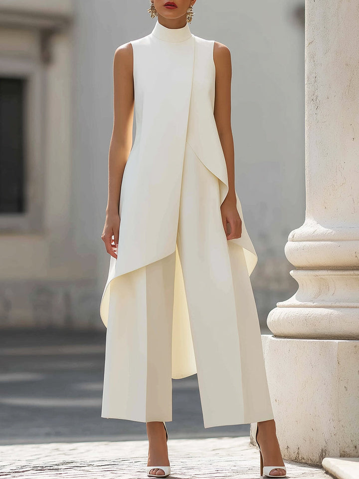 Edwina – Sleeveless High-Neck Wide-Leg Set