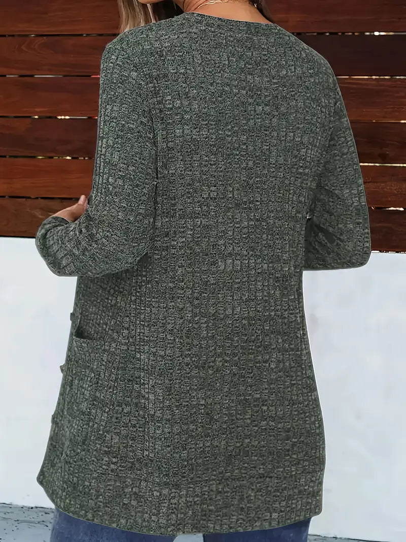 Esme – Longline Waffle-Knit Cardigan