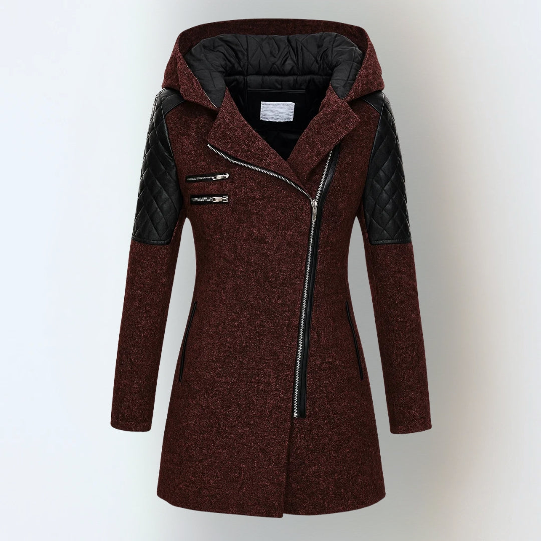 Veronica – Hooded Quilted Panel Winter Coat