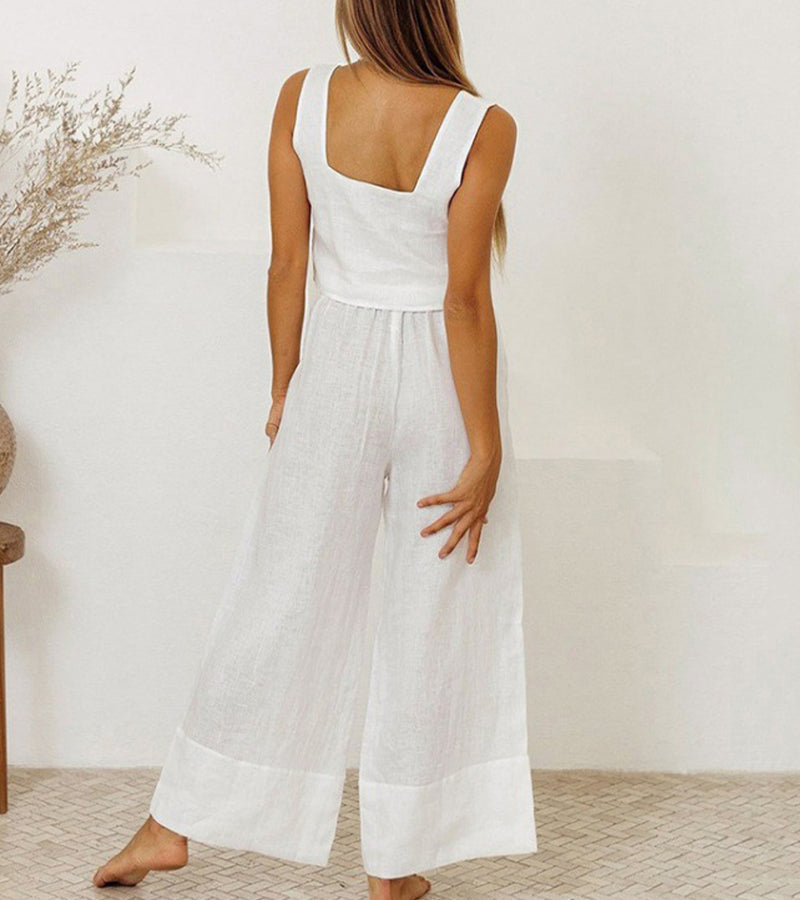 Cara | Minimalist Top Set and Wide Leg Trousers