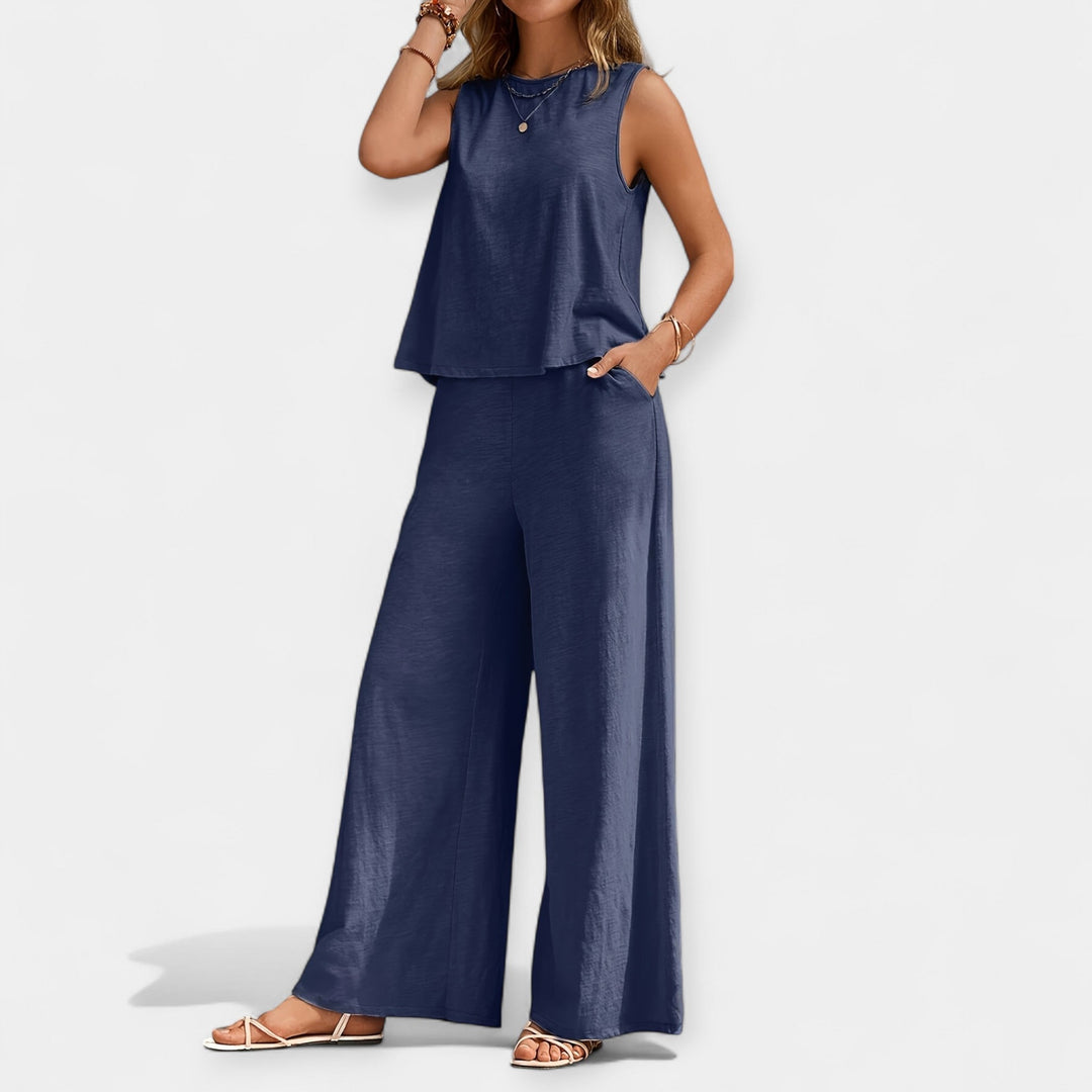 Mallory | Sleeveless Top and Wide-Leg Trousers Ensemble