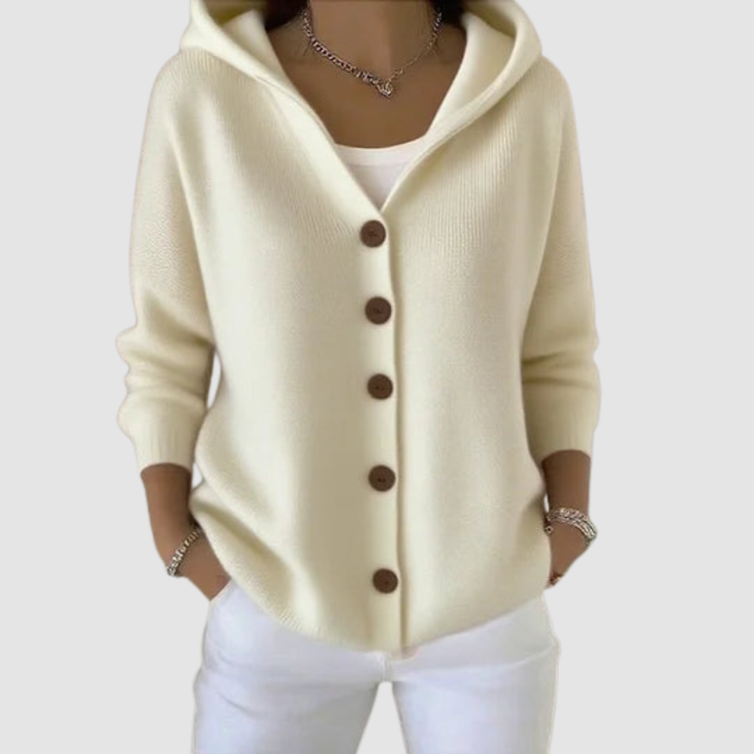 Maryam – Hooded Button-Up Knit Cardigan