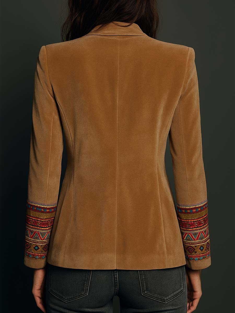Muriel – Velvet-Look Blazer with Embroidered Detail
