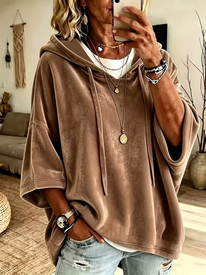 Jill – Luxe Oversized Velvet-Look Hoodie