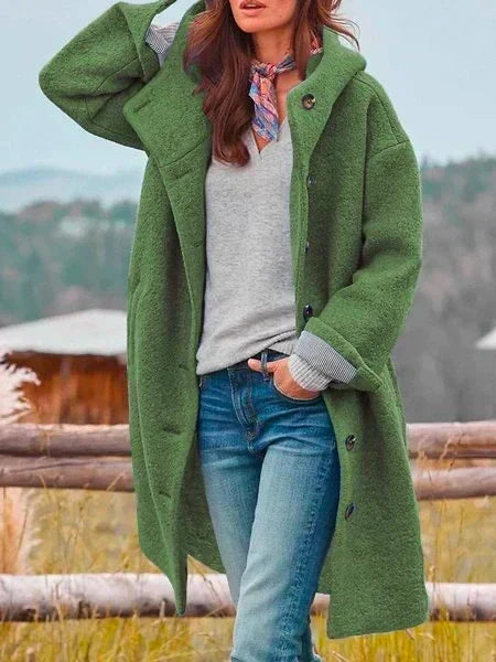 Polly – Hooded Button-Front Longline Coat