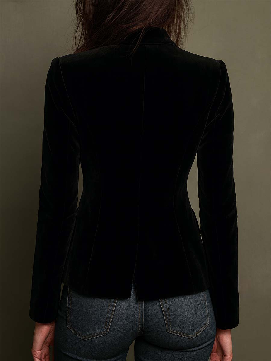 Ida – Floral Embroidered Velvet-Look Blazer
