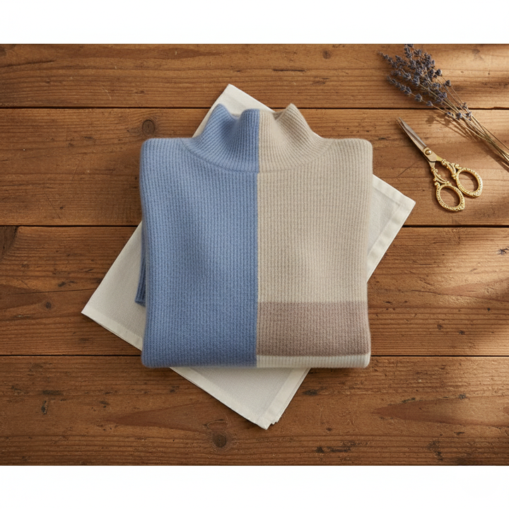 Muriel – Colour Block Turtleneck Knit Jumper