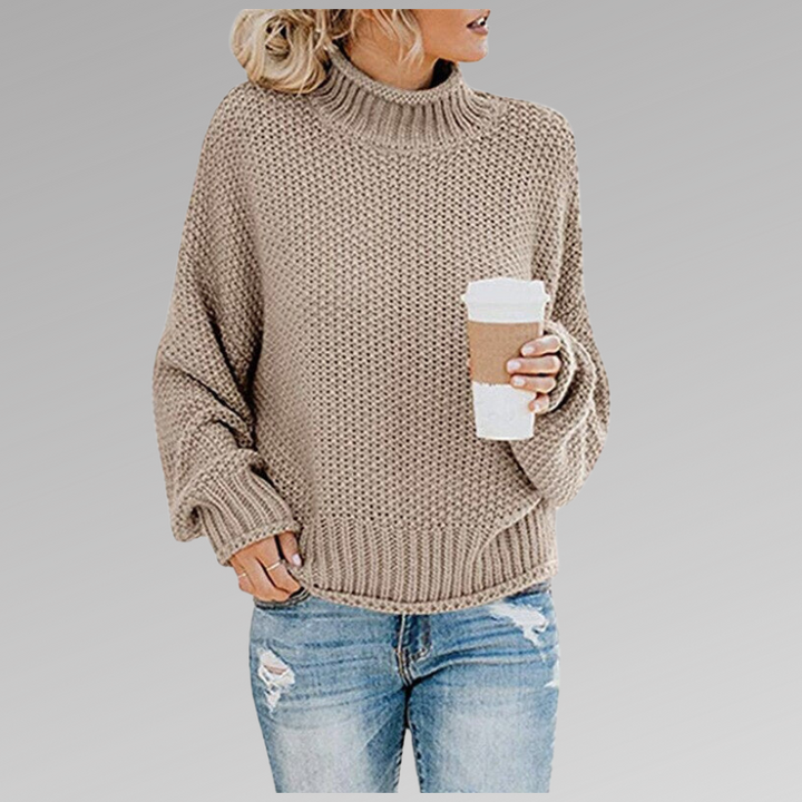 Saoirse – Chunky Knit Polo Neck Jumper