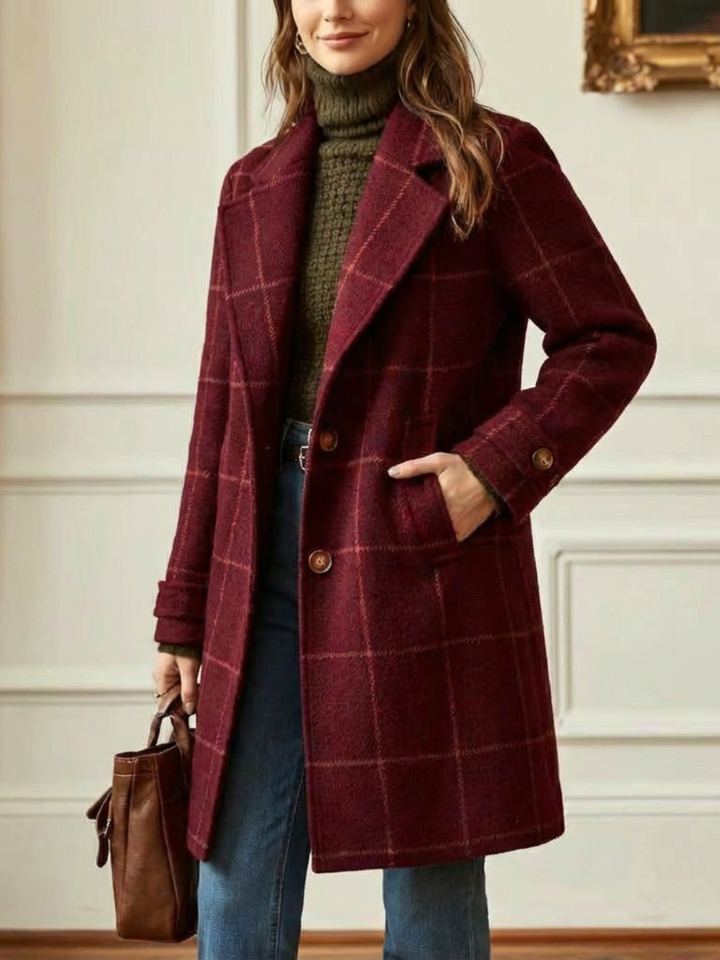 Gladys – Tailored Plaid Long Coat