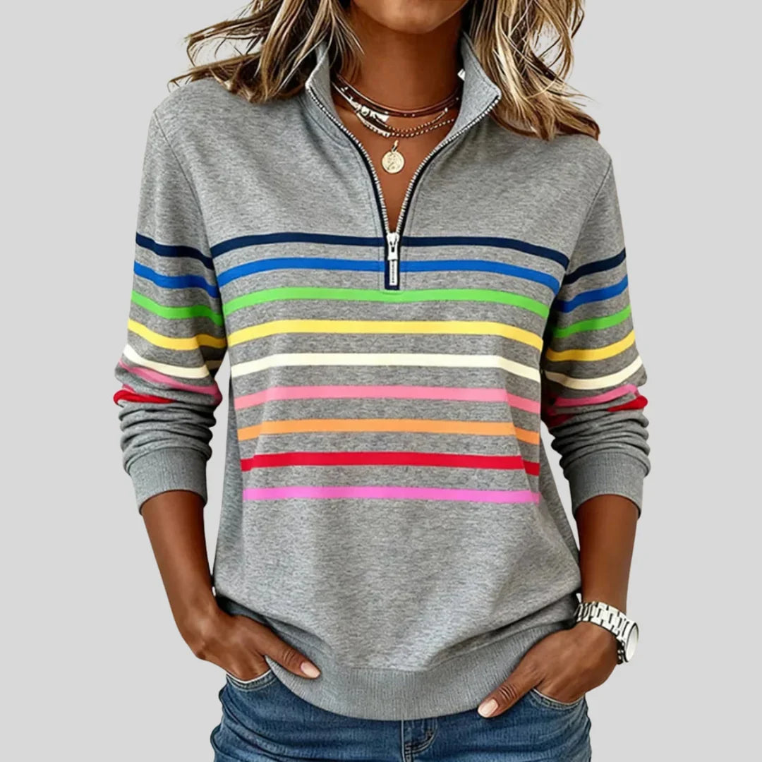 Kitty – Striped Quarter-Zip Sweatshirt