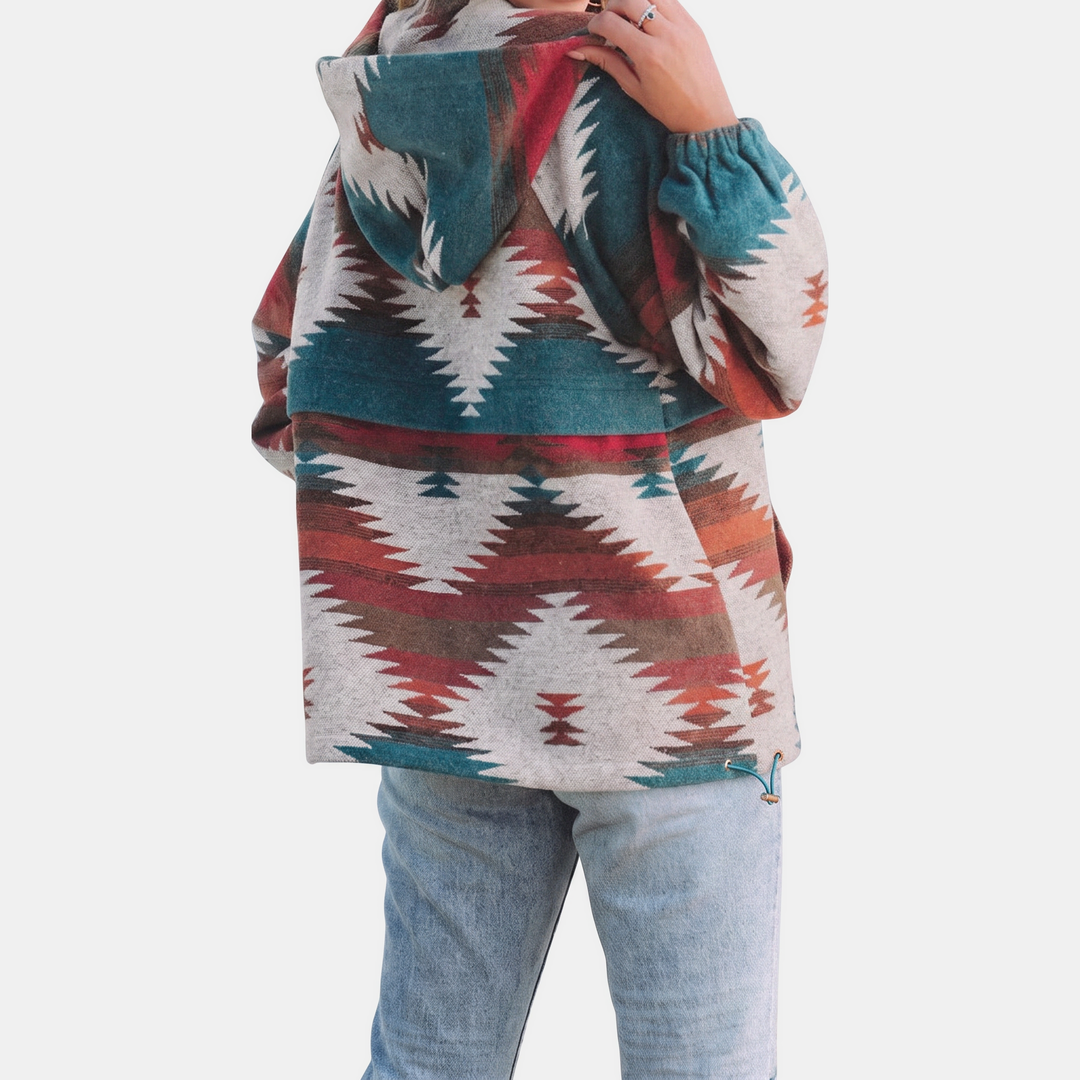 Catherine – Geometric Print Quarter-Zip Hoodie