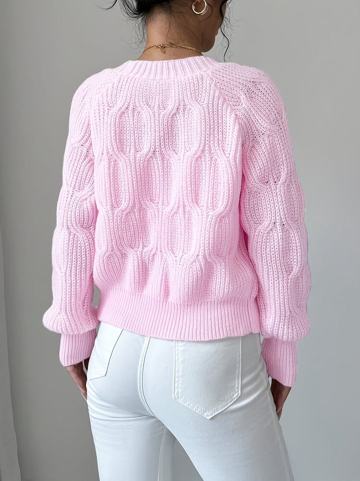 Perpetua – Bow-Detail Cable-Knit Cardigan