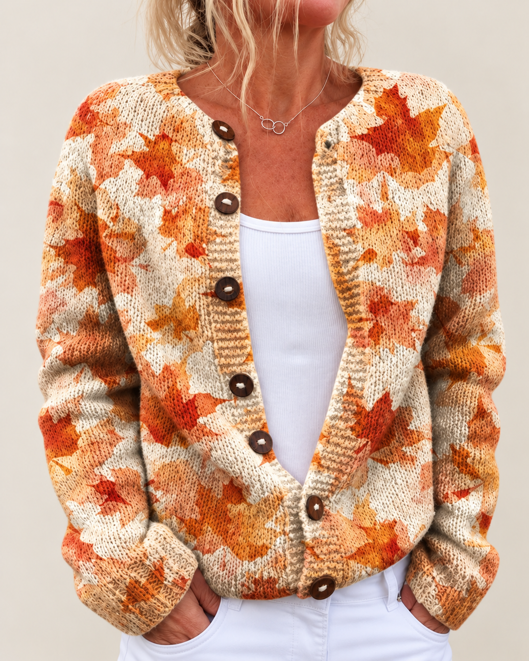 Maud – Printed Open-Front Knit Cardigan