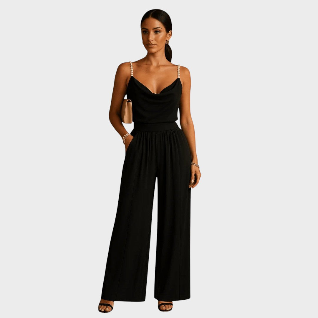 Daphne – Pearl Strap Wide-Leg Jumpsuit