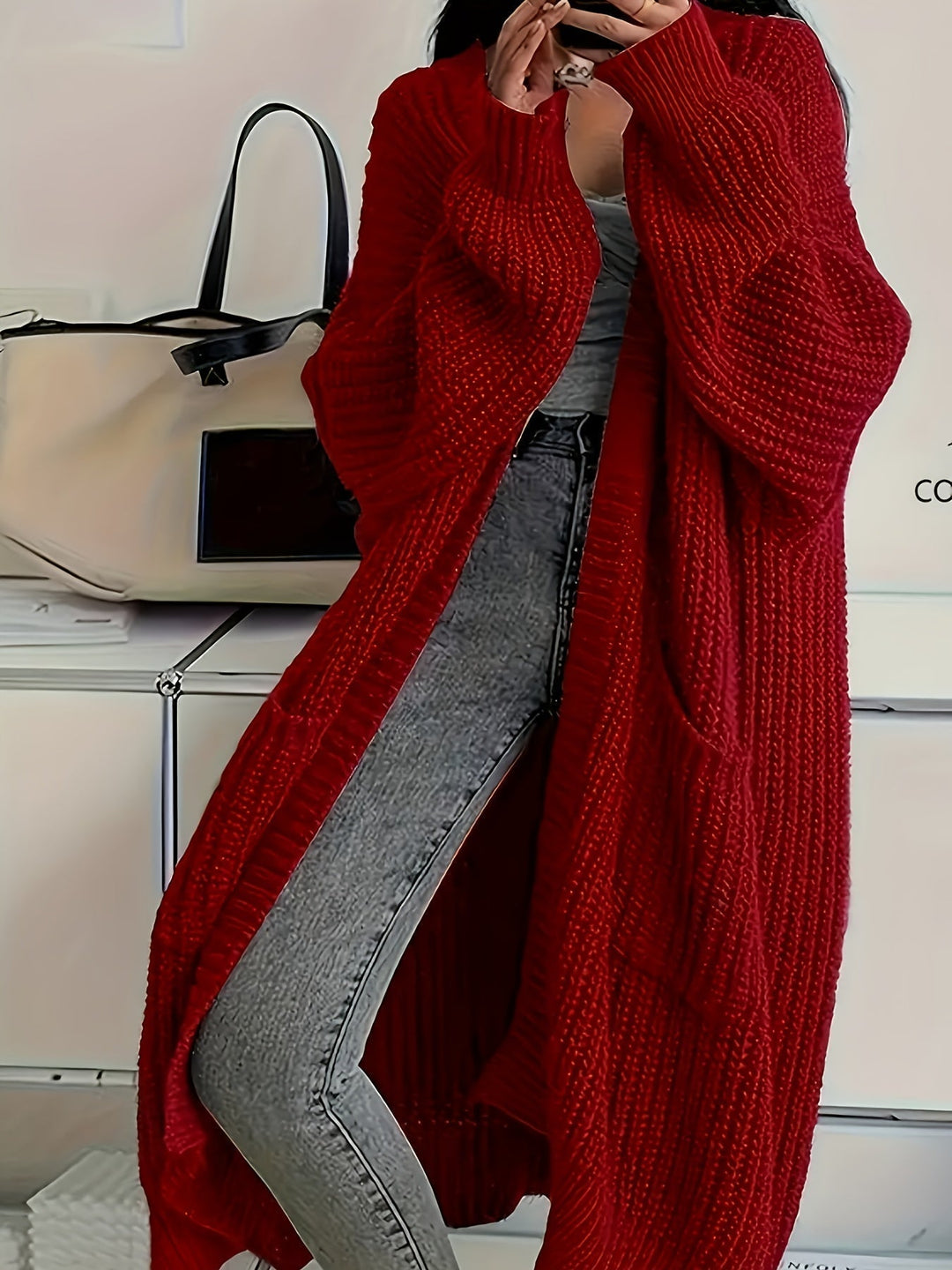 Ethel – Longline Chunky Knit Open Cardigan