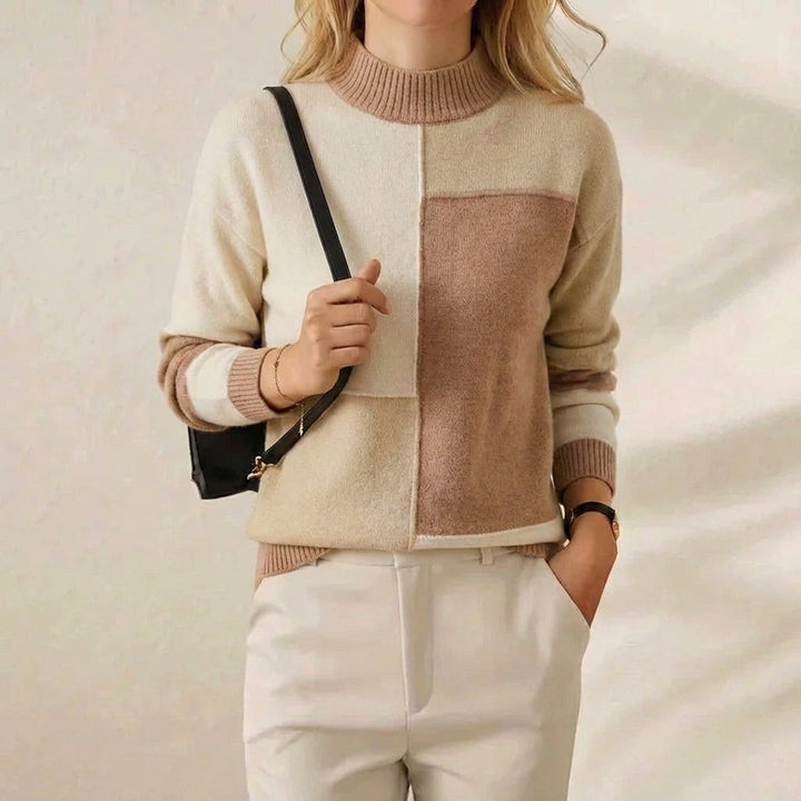 Katharine – Colour Block Turtleneck Jumper