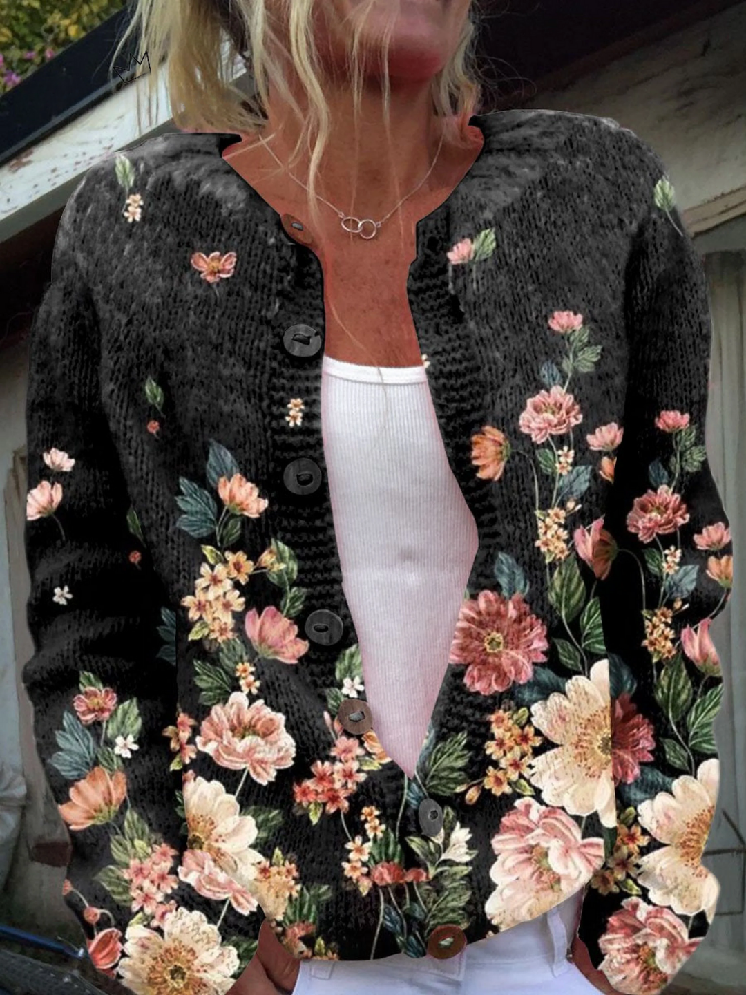 Lorraine – Vintage Floral Knit Cardigan