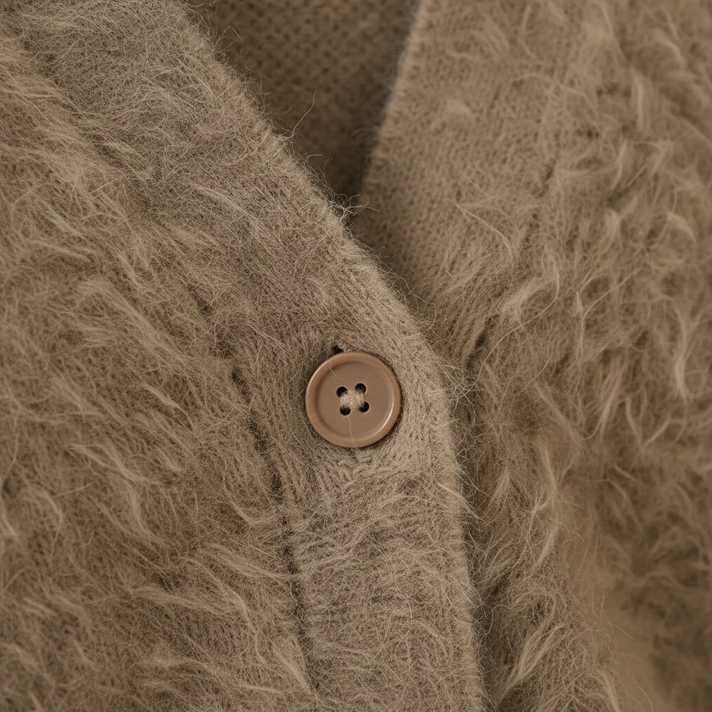 Barbara – Fluffy V-Neck Button-Up Cardigan