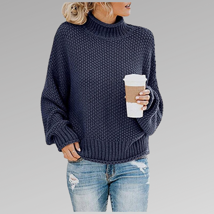 Saoirse – Chunky Knit Polo Neck Jumper