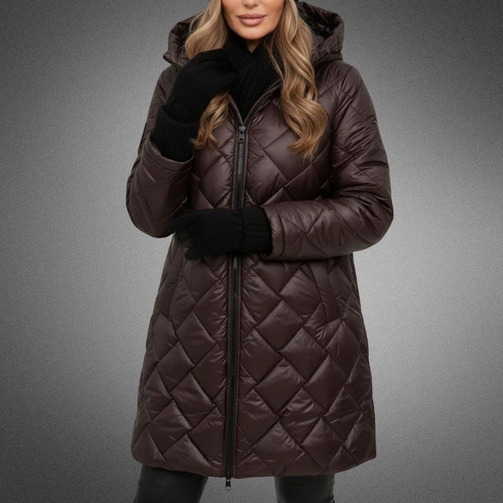 Joanna – Quilted Padded Long Hooded Coat