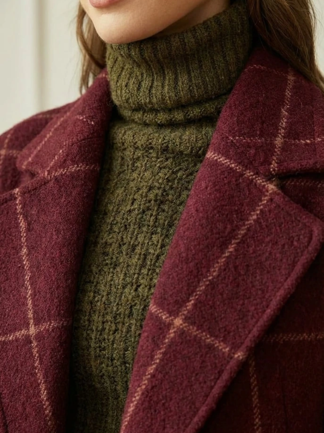 Gladys – Tailored Plaid Long Coat