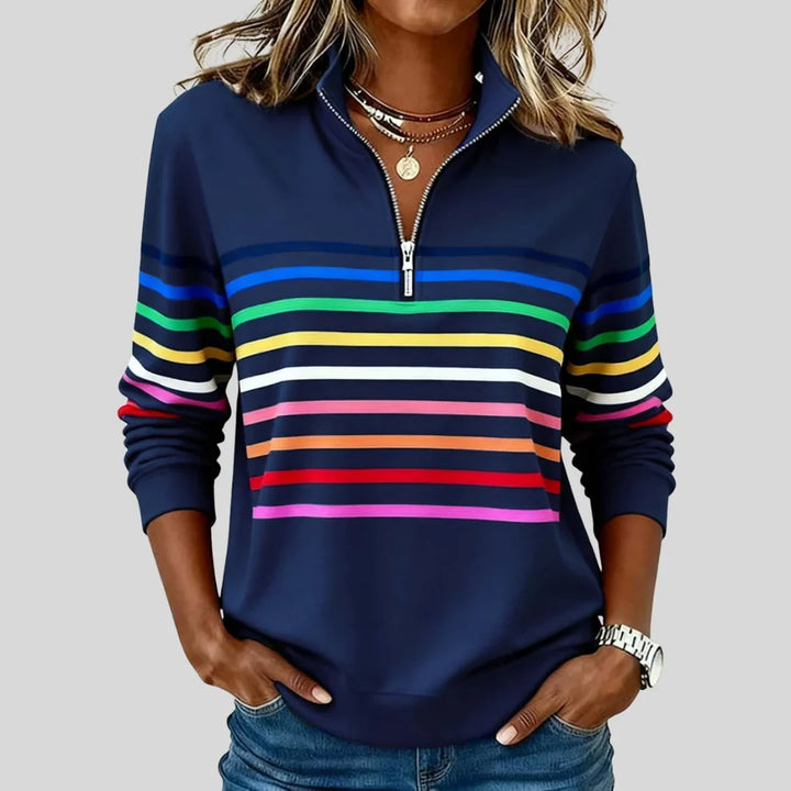 Kitty – Striped Quarter-Zip Sweatshirt