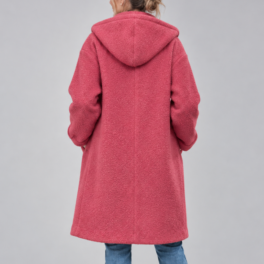 Lavinia – Hooded Button-Front Textured Coat