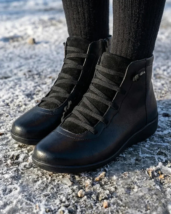 Mavis – Lace-Up Ankle Boots with Side Zip