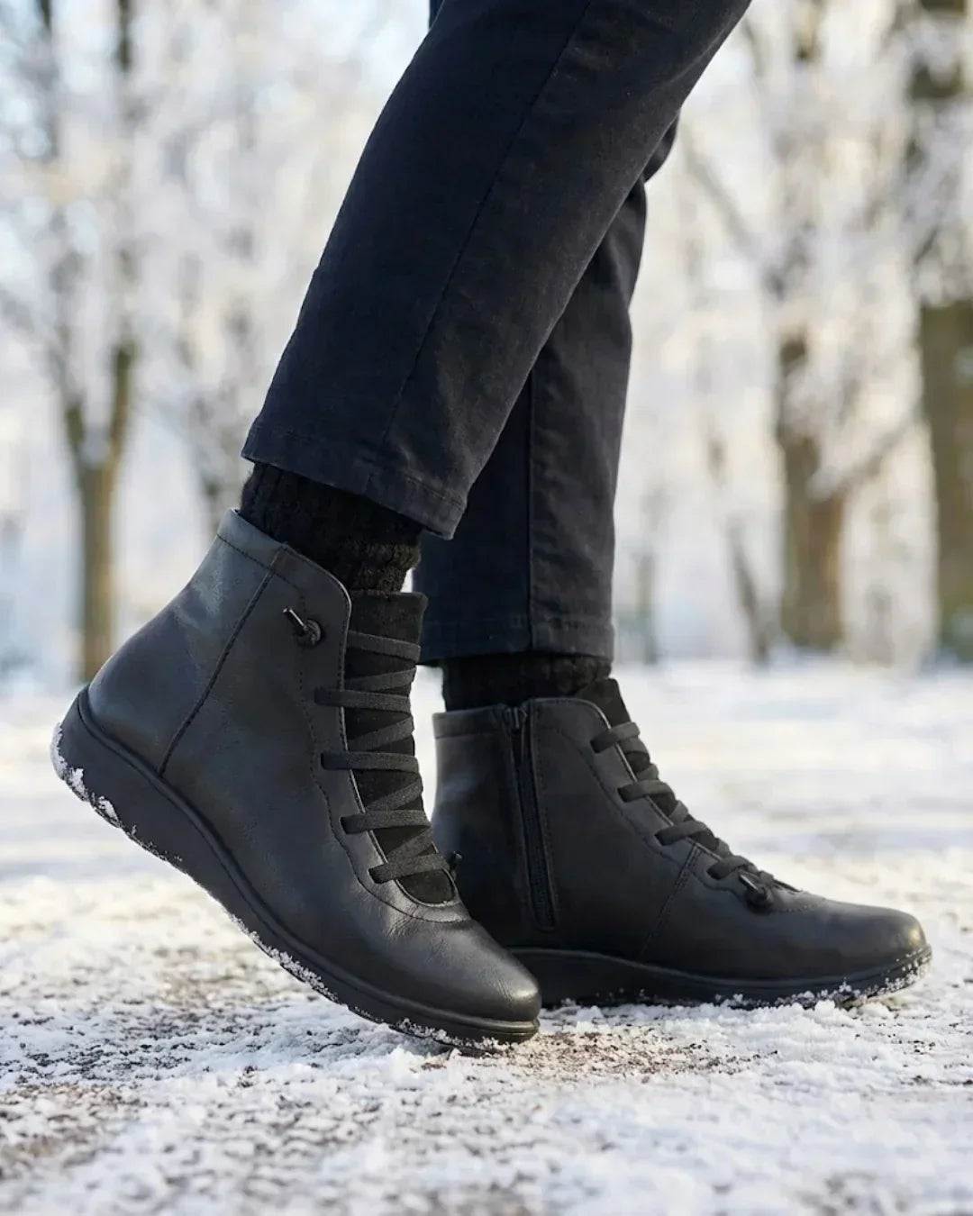 Mavis – Lace-Up Ankle Boots with Side Zip