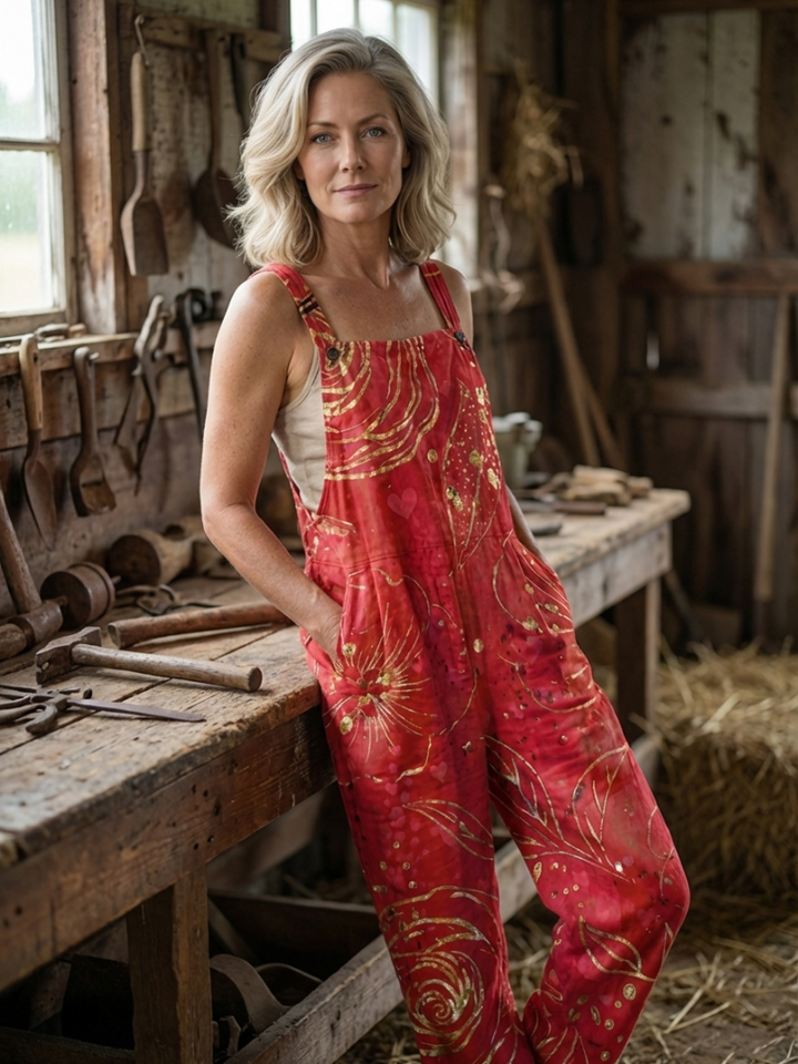 Edie | Abstract-Print Dungarees
