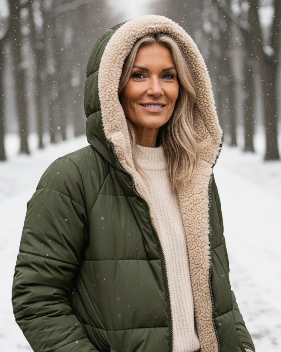 Bethan – Quilted Sherpa-Lined Long Coat