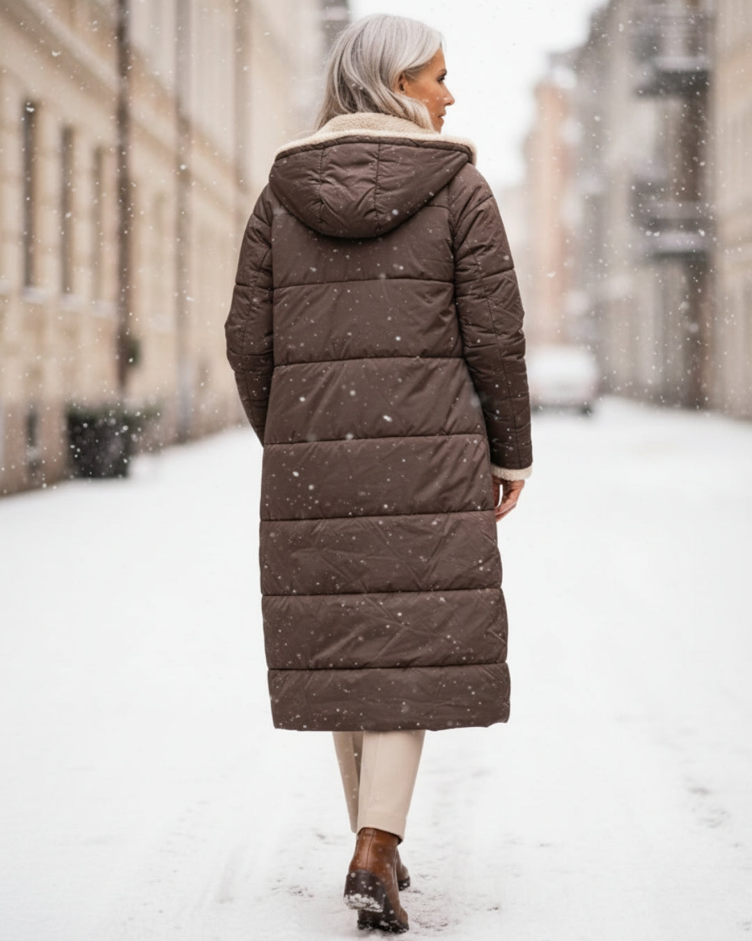 Bethan – Quilted Sherpa-Lined Long Coat