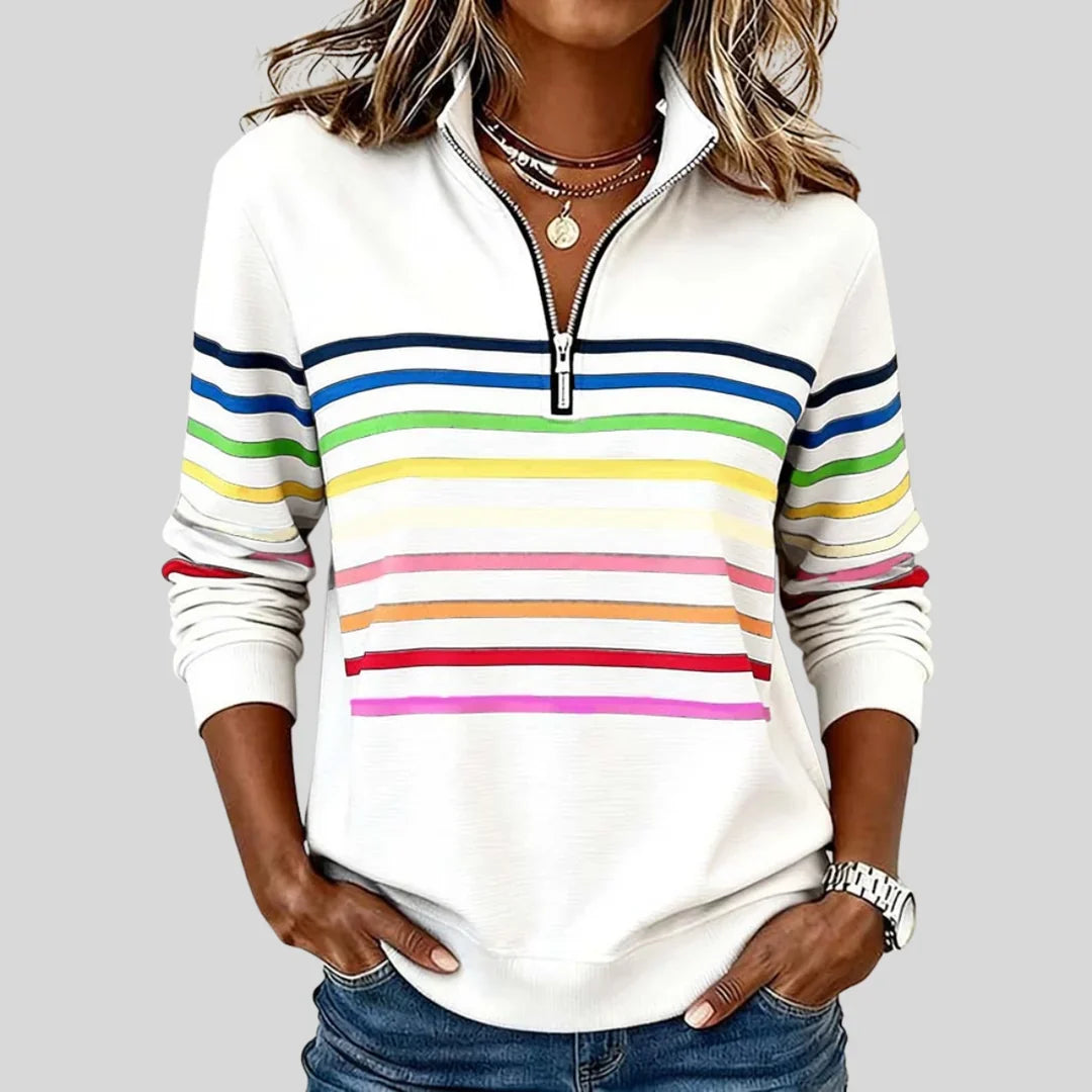 Kitty – Striped Quarter-Zip Sweatshirt