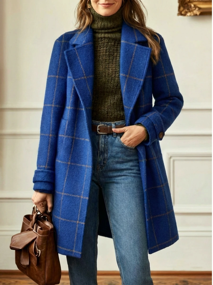 Gladys – Tailored Plaid Long Coat