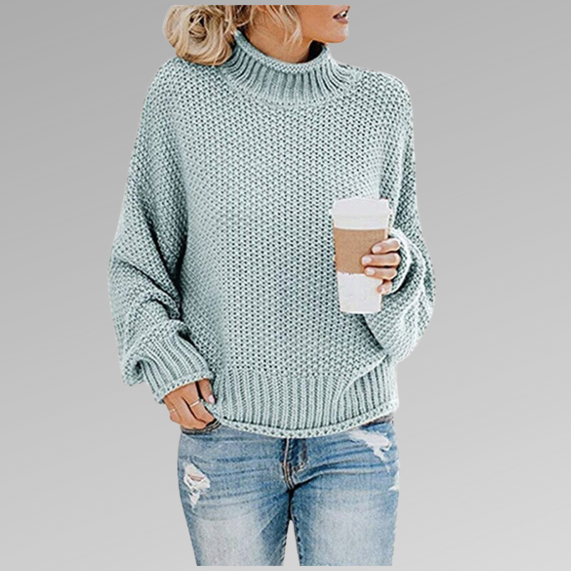 Saoirse – Chunky Knit Polo Neck Jumper