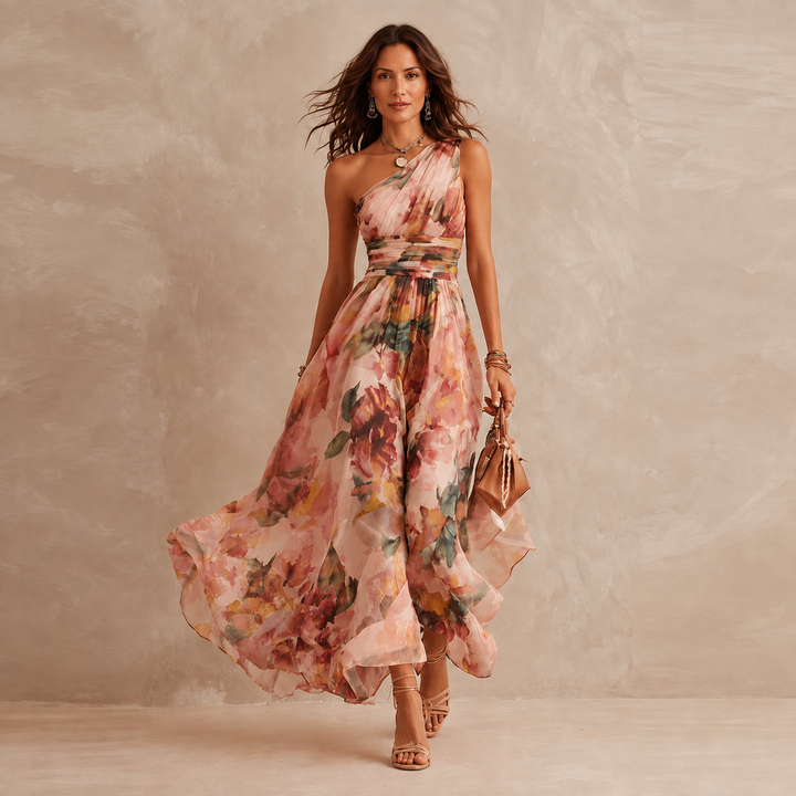 Sibyl – One-Shoulder Floral Maxi Dress