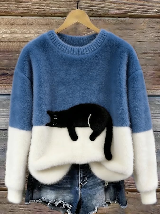 Perpetua – Cat Graphic Colour Block Jumper