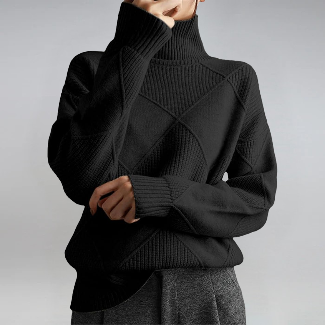 Josie – Geometric Knit Turtleneck Jumper