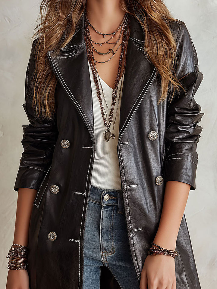Roisin – Double-Breasted Longline Statement Jacket