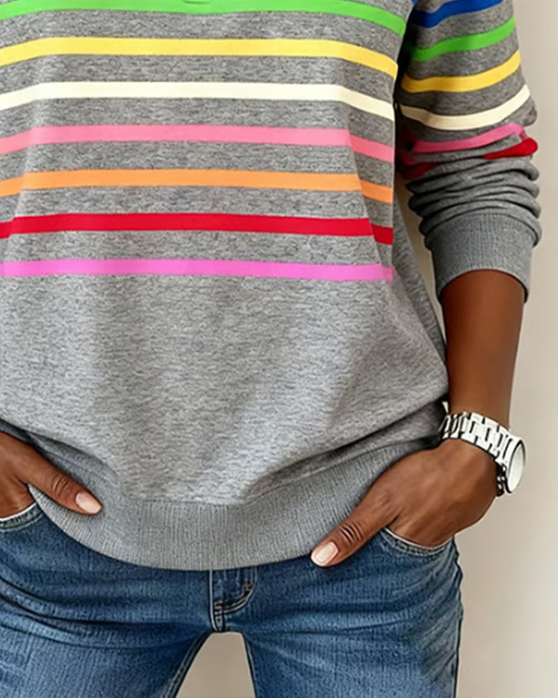 Bridget – Striped Quarter-Zip Casual Sweatshirt