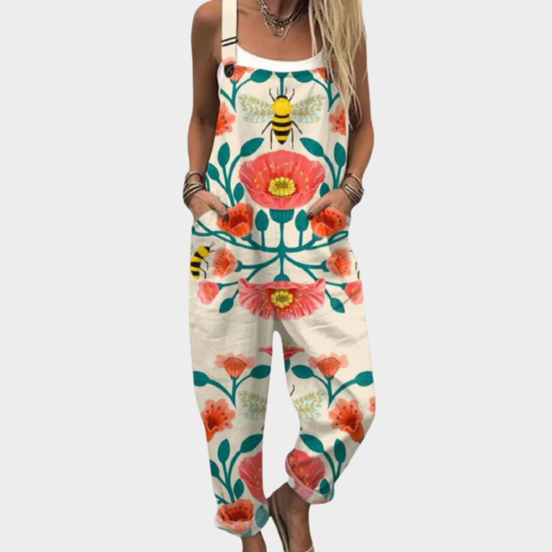Gabriella | Tropical Print Dungarees