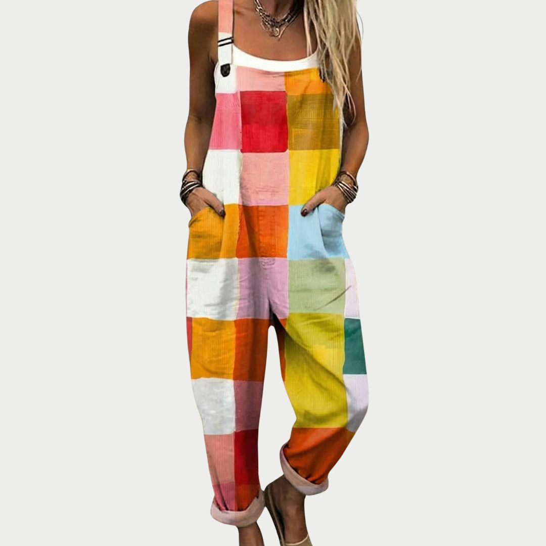 Aria | Rainbow Print Dungarees