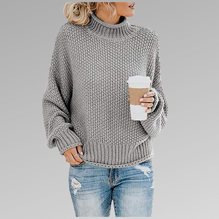Saoirse – Chunky Knit Polo Neck Jumper