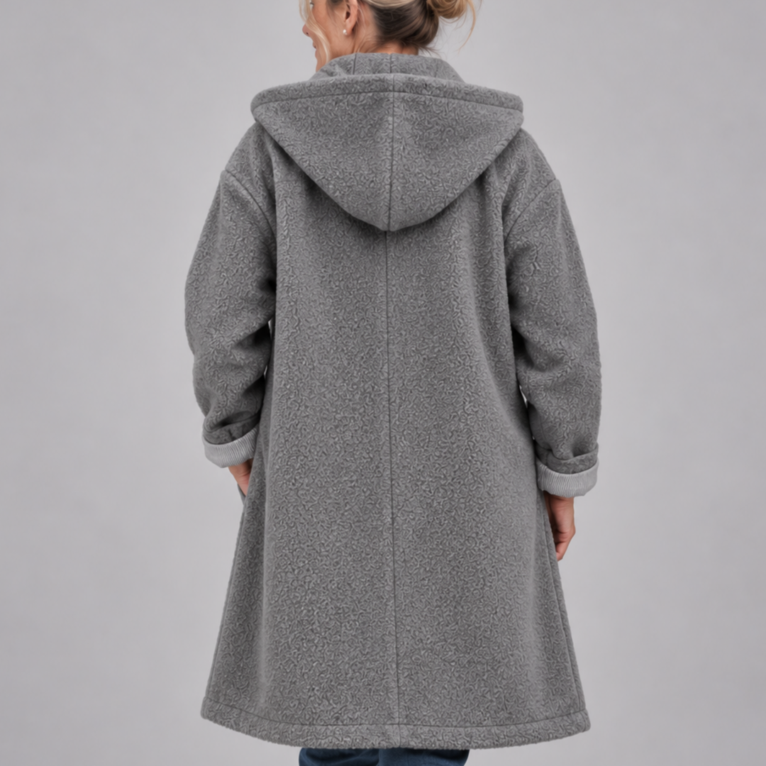 Lavinia – Hooded Button-Front Textured Coat