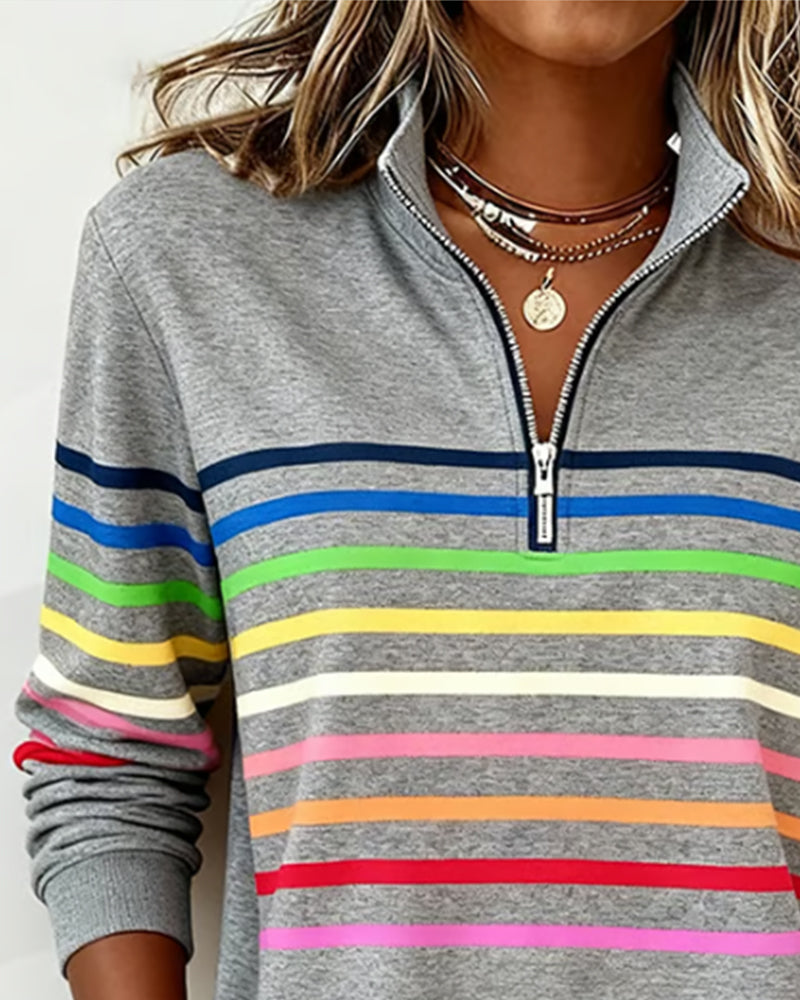 Bridget – Striped Quarter-Zip Casual Sweatshirt